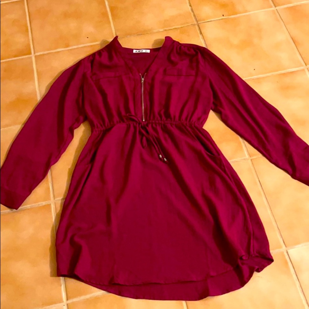 Burgundy workshirt dress